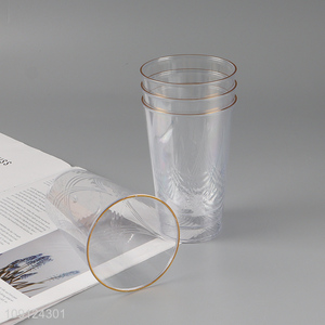 New Product 4PCS Gold Rimmed Plastic Water Cups Plastic Drinking Cups