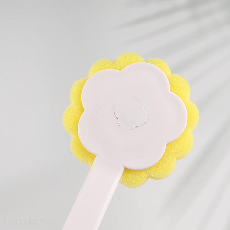 Wholesale Single Sided Shower Sponge Brush Bath Brush with Curved Handle