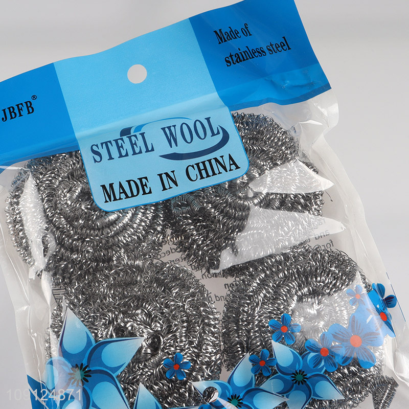 Wholesale 4 Pack Stainless Steel Wool Scrubbers for Dishes Pots Pans Washing