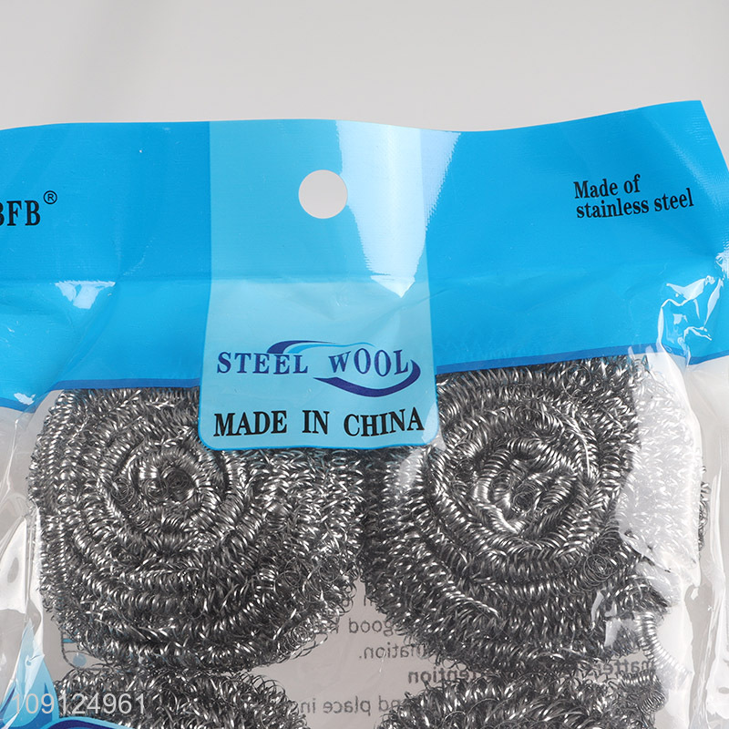 Low Price 4 Pack Stainless Steel Wool Scrubber Heavy Duty Metal Dish Scrubber