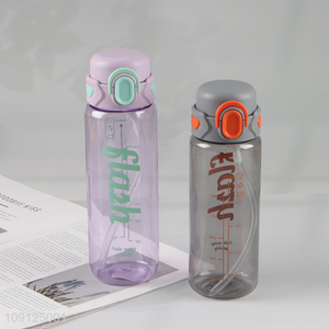 Wholesale 680 800ML Leak Proof Plastic Water bottle with Flip Top Lid & Straw