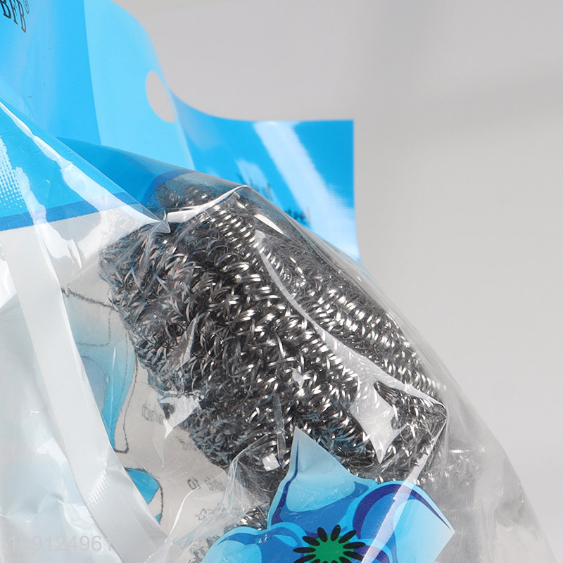 Low Price 4 Pack Stainless Steel Wool Scrubber Heavy Duty Metal Dish Scrubber