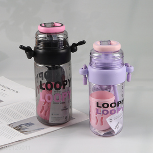 New Product 730 1000ML Plastic Water Bottle with Sholder Strap, Straw & Tea Filter