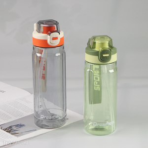 Hot Selling 650 750ML Portable Leak Proof Plastic Sports Water Bottle with Straw