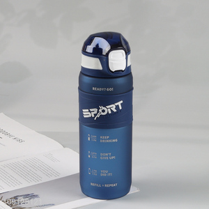 Hot Selling 650ML Plastic Water Bottle with Straw & Time Marker for Office School