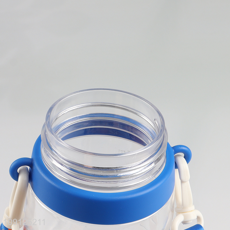 Wholesale 550ML Cute Plastic Water Bottle with Should Strap & Straw for Kids