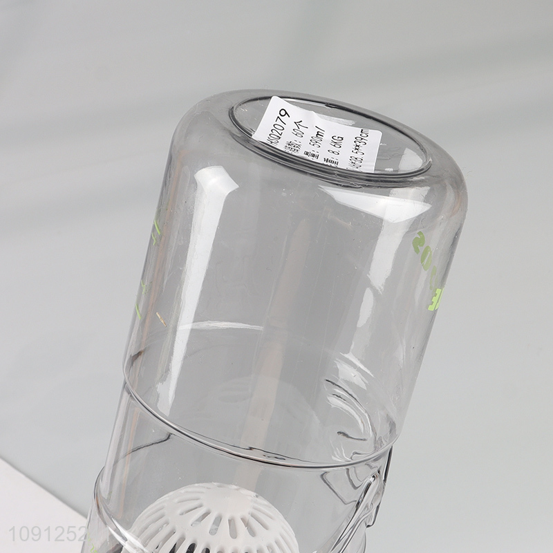 New Arrival 590ML Portable Plastic Water Bottle with Tea Filter & Flip Top Lid