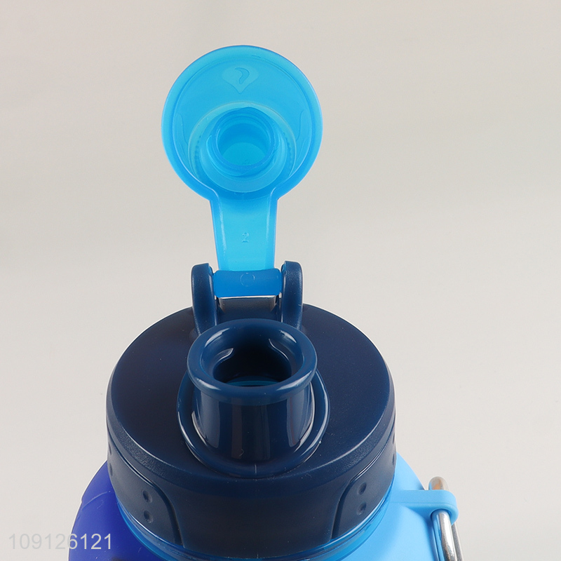 China Wholesale Collapsible Silicone Water Bottle with Carabiner for Indoor Outdoor