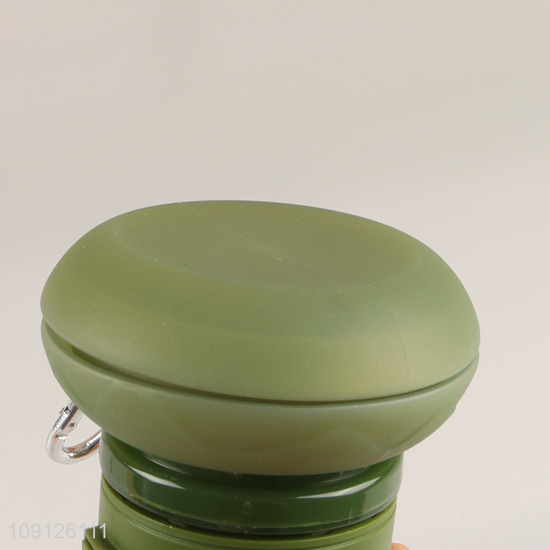 New Arrival Portable Reusable Collapsible Silicone Water Bottle with Carabiner
