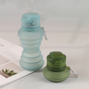 New Arrival Portable Reusable Collapsible Silicone Water Bottle with Carabiner