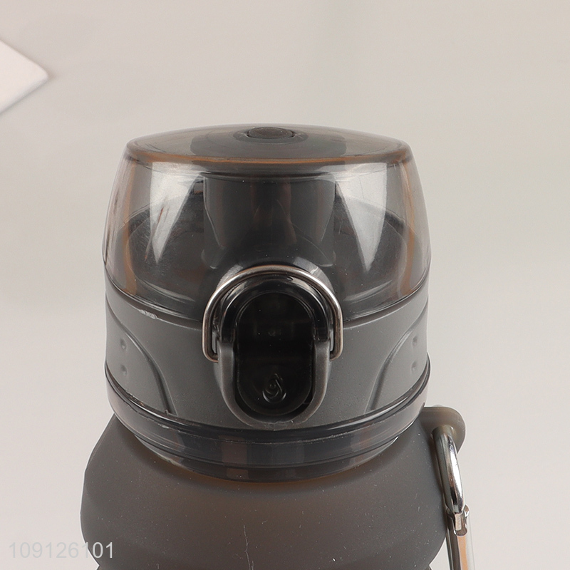 Wholesale Leak Proof Collapsible Silicone Sports Water Bottle with Carabiner