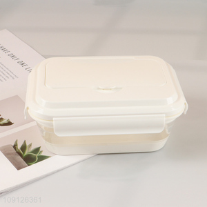 Wholesale 2-Layered Collapsible Slicone Lunch Container Foldable Meal Pre Container