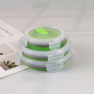 Factory Supply Collapsible Slicone Lunch Box Foldable Food Storage Container