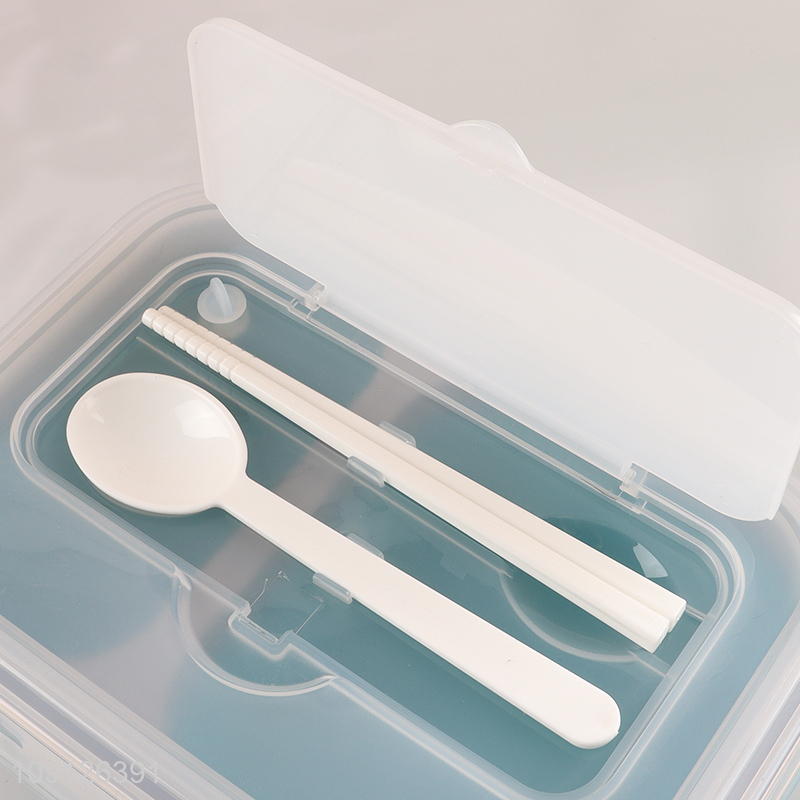 New Product 2-Compartment Collapsible Food Grade Slicone Lunch Box with Spoon & Fork