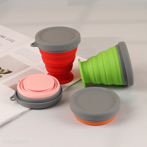 New Arrival 200ml Collapsible Silicone Cup Folding Trave Cup with Lid