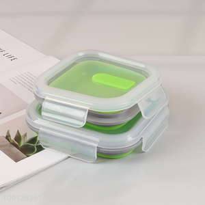 Popular Product Collapsible Slicone Bento Lunch Box Foldable Meal Pre Container