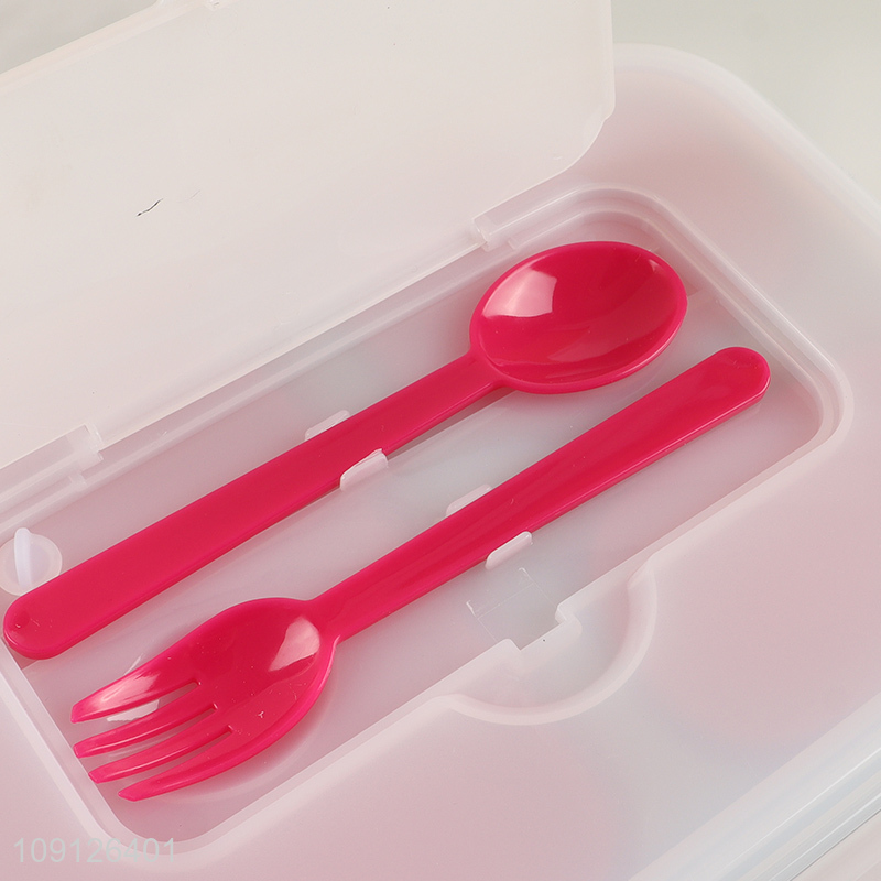 Wholesale 3-Compartment Collapsible Lunch Box Slicone Lunch Container with Spoon & Fork