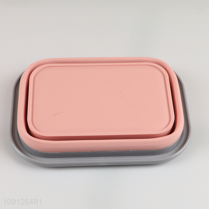 Promotional Collapsible Food Storage Container Reusable Foldable Slicone Lunch Box