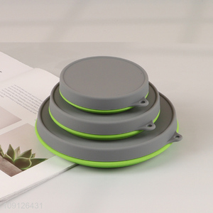 Factory Price Portable Collapsible Silicone Bowl Folding Travel Bowl with Lid