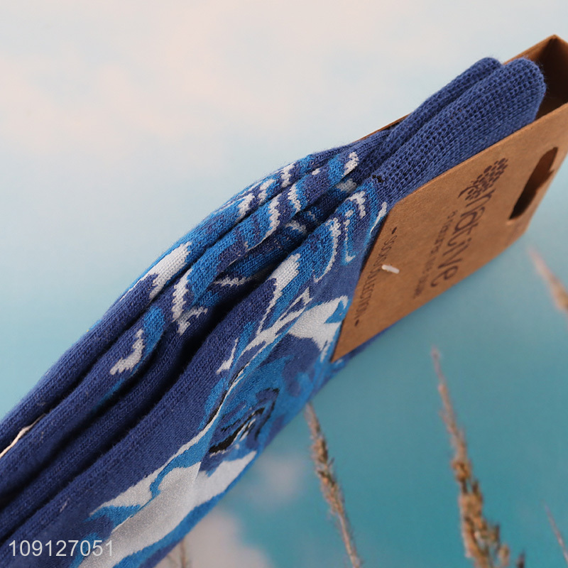 High quality printed breathable knitted cotton sock men women socks