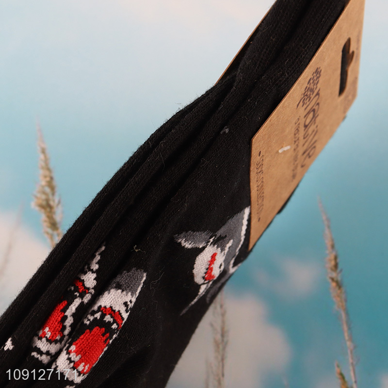 Low price shark printed cotton breathable mid tube socks