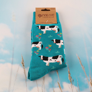 Best quality printed cotton breathable mid tube socks fashion socks