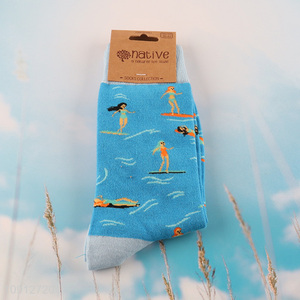 Top quality fashion cotton breathable mid tube socks for girls boys