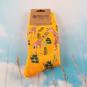 Most popular animal printed cotton breathable mid tube socks for men women