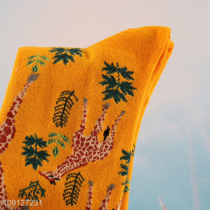 Most popular animal printed cotton breathable mid tube socks for men women