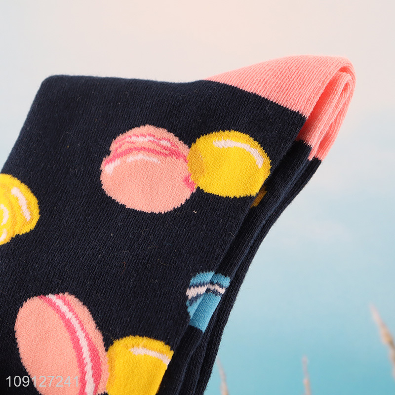 Top quality cartoon printed cotton breathable mid tube socks for sale