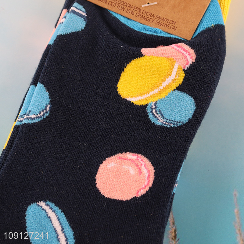 Top quality cartoon printed cotton breathable mid tube socks for sale
