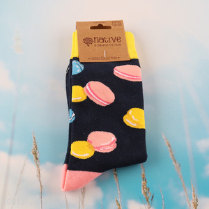 Top quality cartoon printed cotton breathable mid tube socks for sale