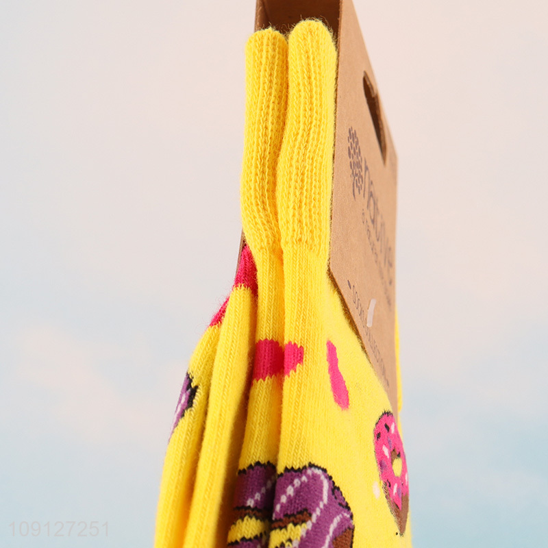 Hot selling cartoon printed cotton breathable mid tube socks casual socks