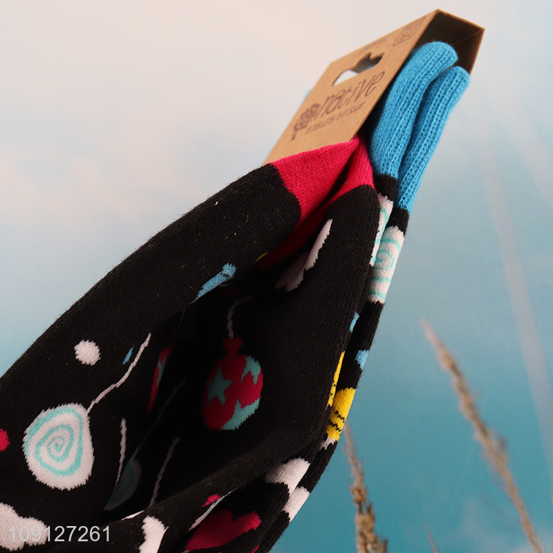 Top quality cartoon printed cotton breathable mid tube socks for men women