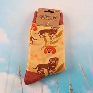 New product animal printed cotton breathable mid tube socks for sale