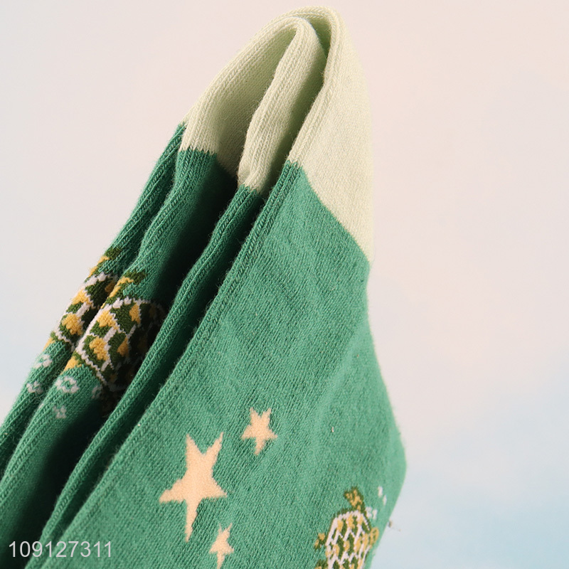 Hot selling cartoon printed fashion cotton breathable mid tube socks