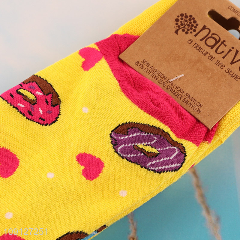 Hot selling cartoon printed cotton breathable mid tube socks casual socks