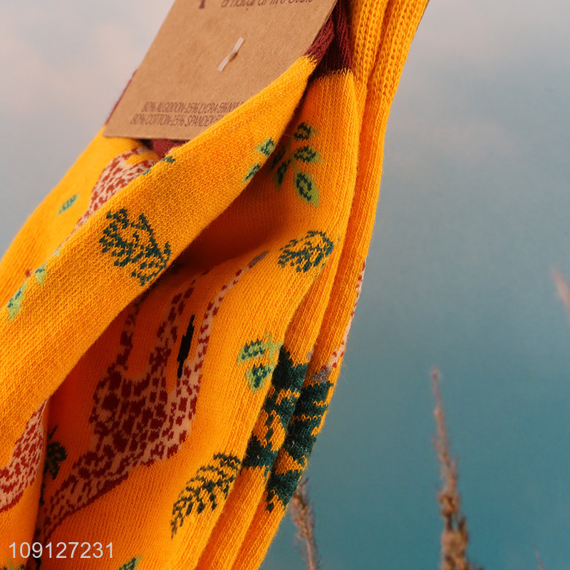 Most popular animal printed cotton breathable mid tube socks for men women