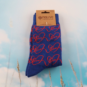Factory wholesale heart printed cotton sock unisex socks fashion socks