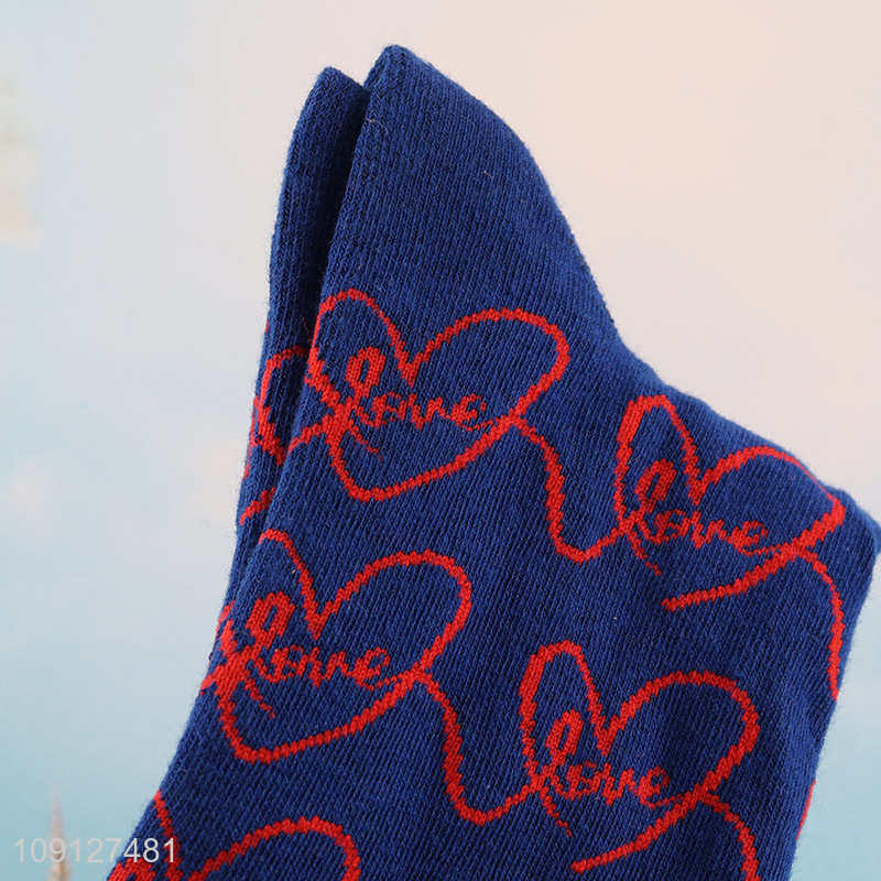 Factory wholesale heart printed cotton sock unisex socks fashion socks