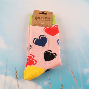 Good price heart printed cotton sock unisex socks for sale