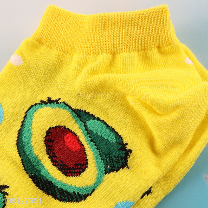 Yiwu market avocado printed fashion cotton socks ankle socks