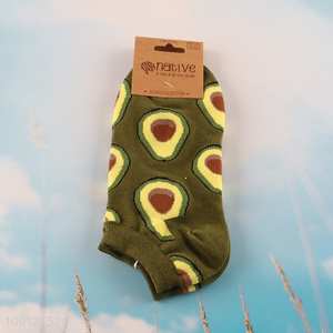 Best quality avocado printed cotton breathable ankle socks