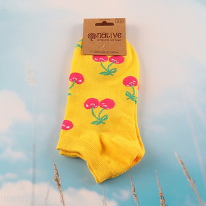 Factory price printed fashion breathable cotton socks ankle socks