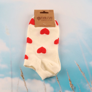 Hot products heart printed breathable cotton socks ankle socks