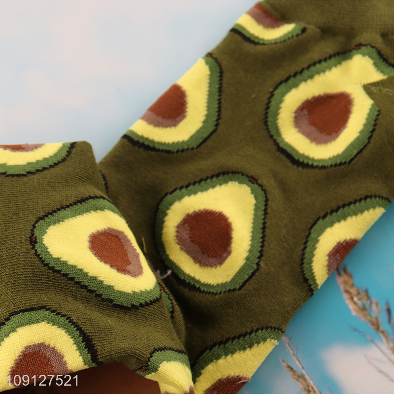 Best quality avocado printed cotton breathable ankle socks