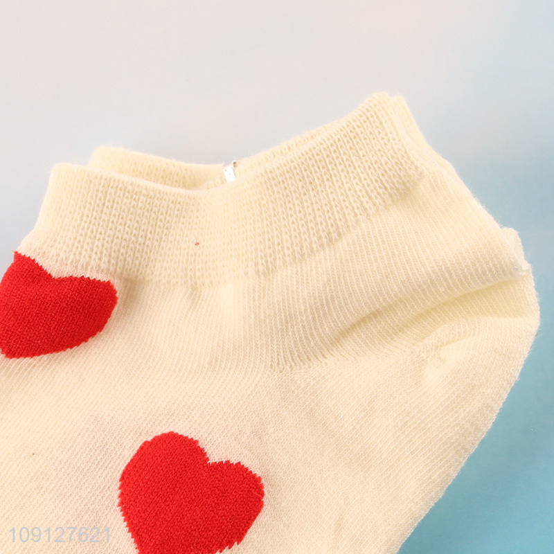 Hot products heart printed breathable cotton socks ankle socks