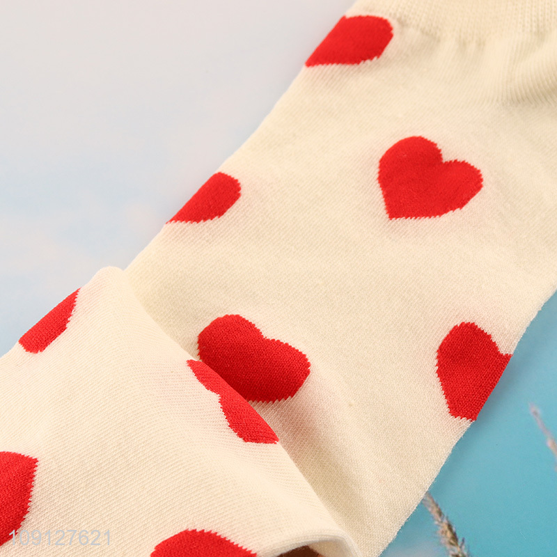 Hot products heart printed breathable cotton socks ankle socks