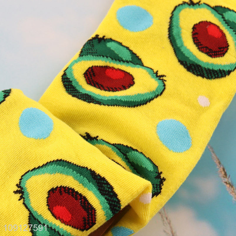 Yiwu market avocado printed fashion cotton socks ankle socks