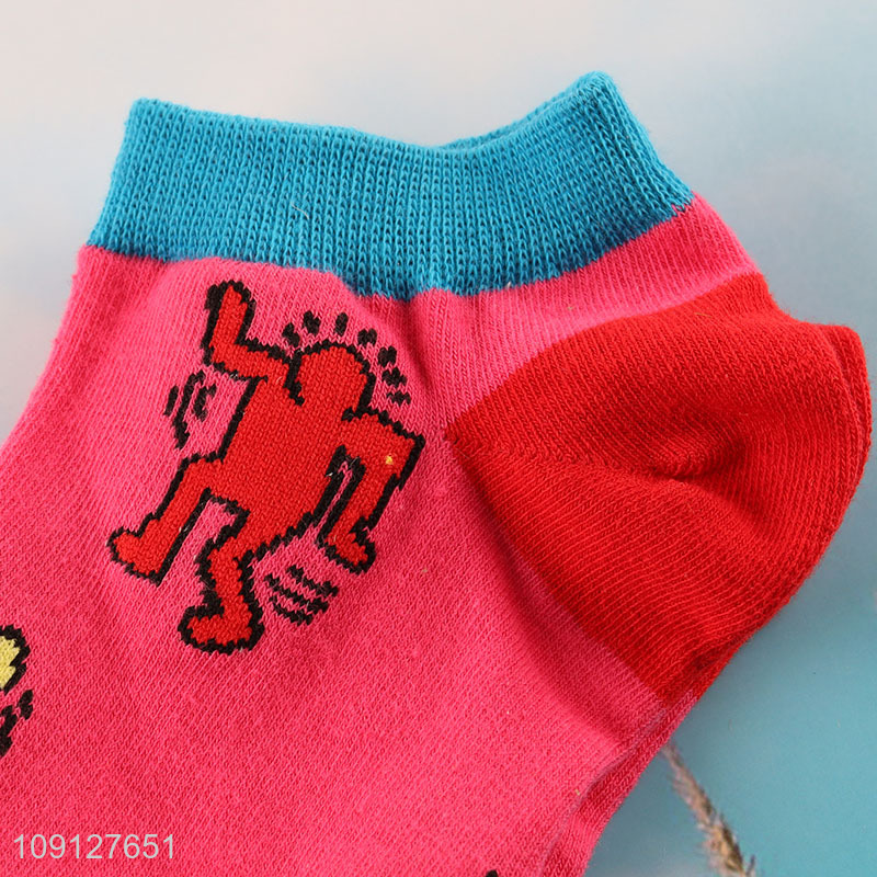 Hot sale cartoon printed cotton socks ankle socks for men women
